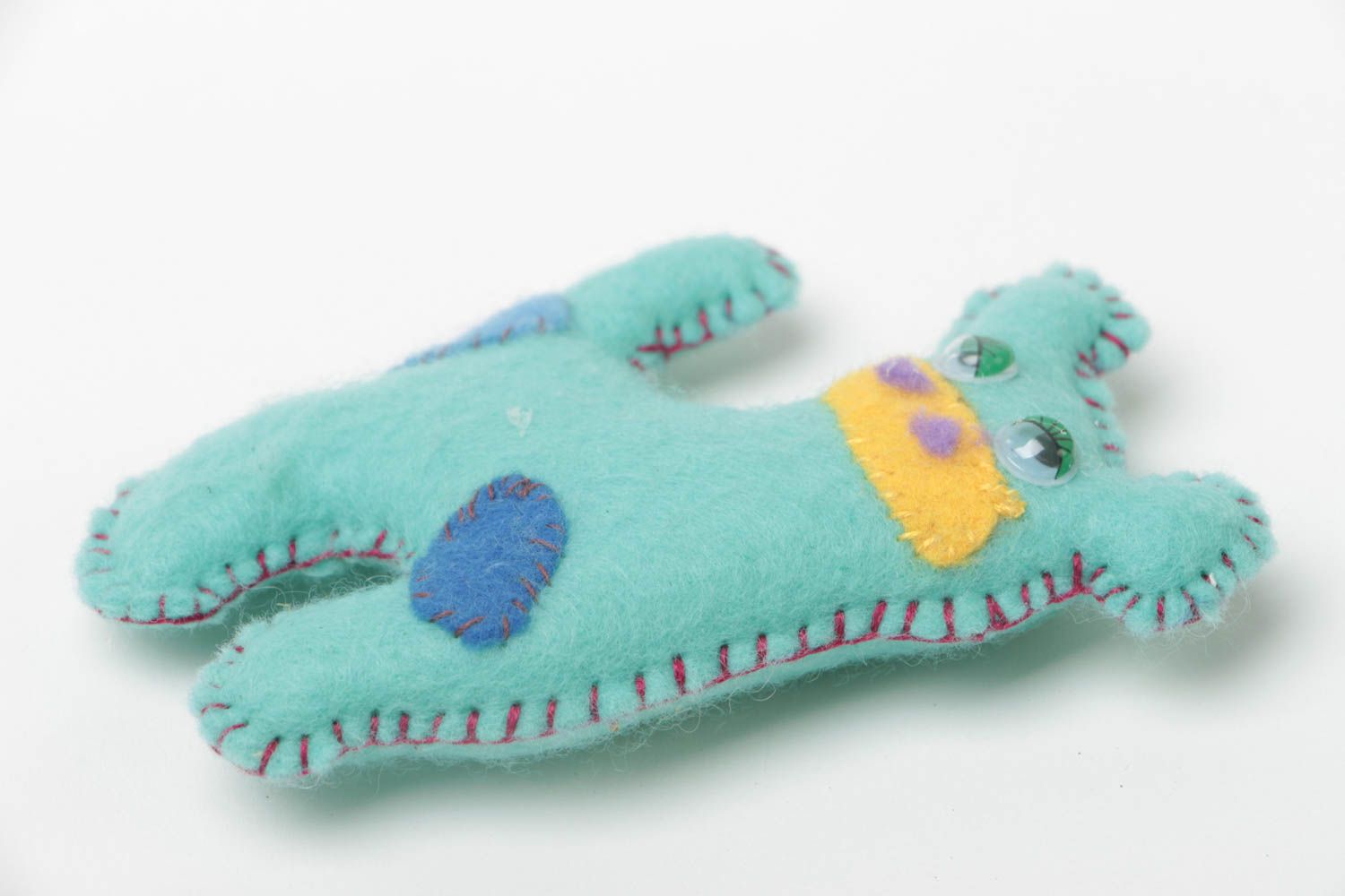 Handmade decorative soft toy dog little blue stuffed toy present for children photo 2