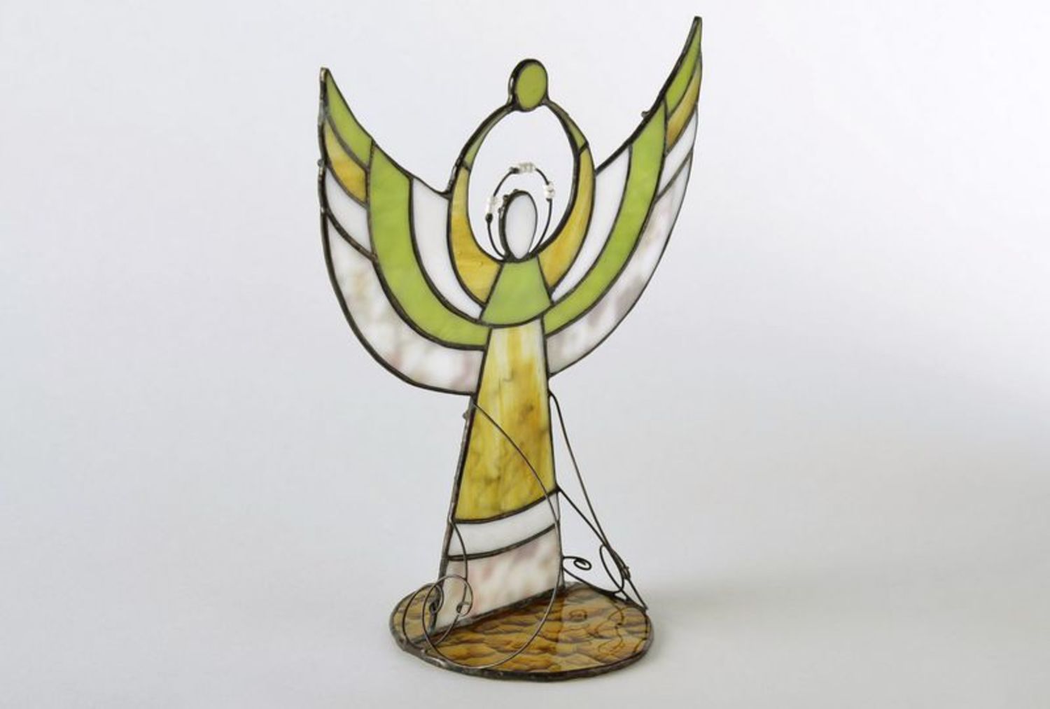 Statuetta angelo in vetro fatta a mano figurina decorativa in vetro originale
 foto 3