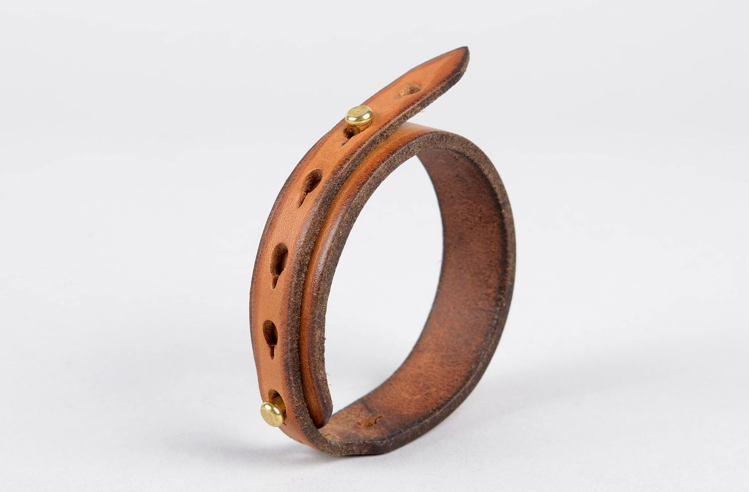 Браслет ручной работы браслет из кожи дизайнерское украшение коричневое фото 3
