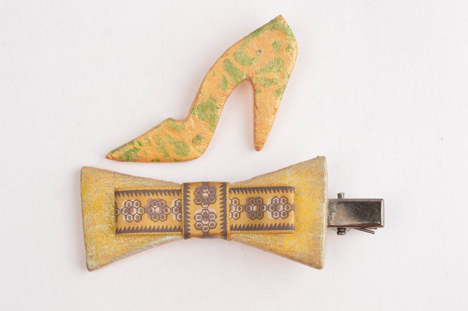 Broche original y gancho artesanales accesorios femeninos lazo y zapato foto 2