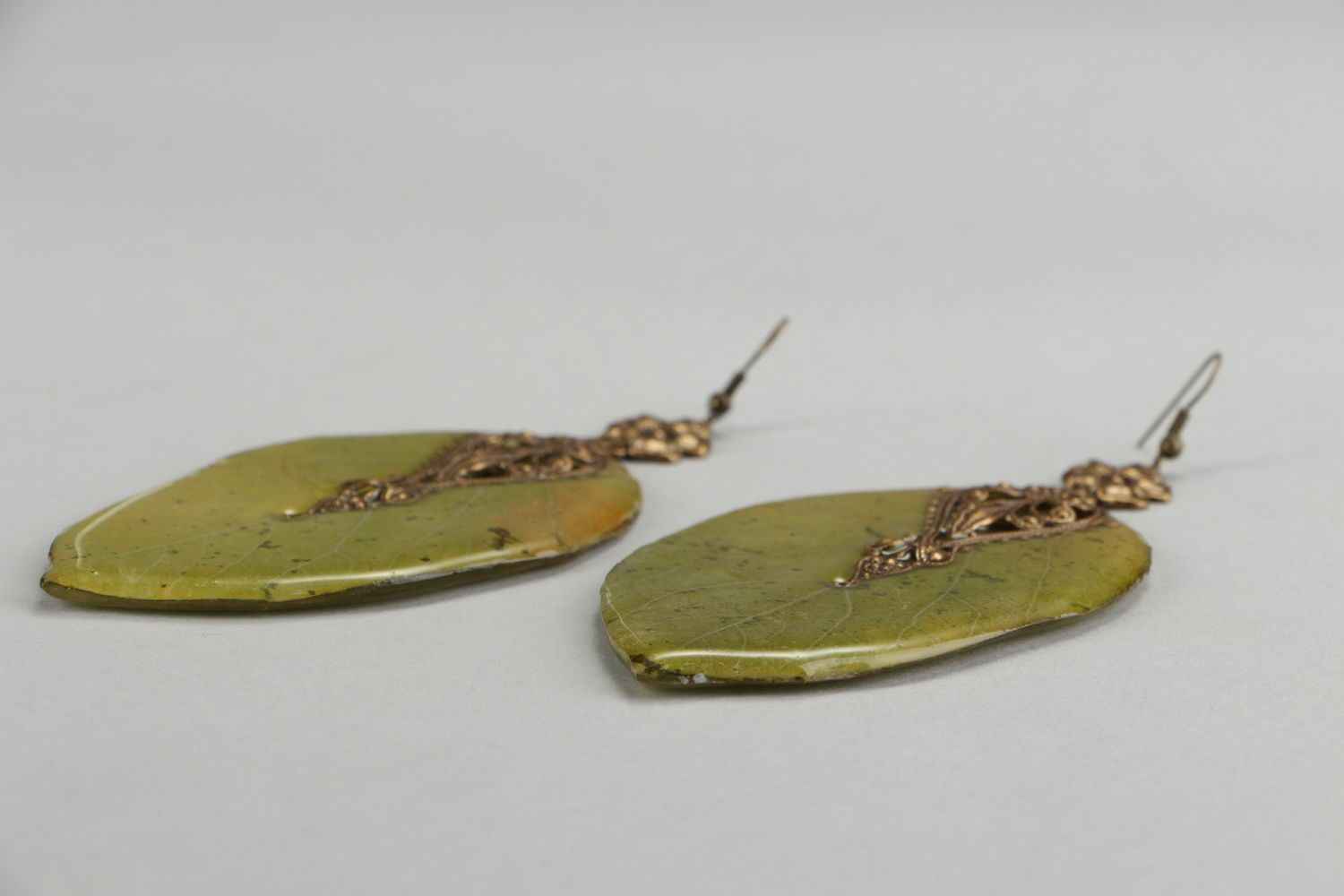 Long earrings Quince leaf photo 3