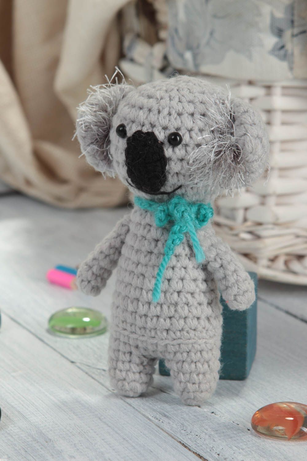 Handmade koala soft toy designer crocheted toy for children unique decoration photo 1