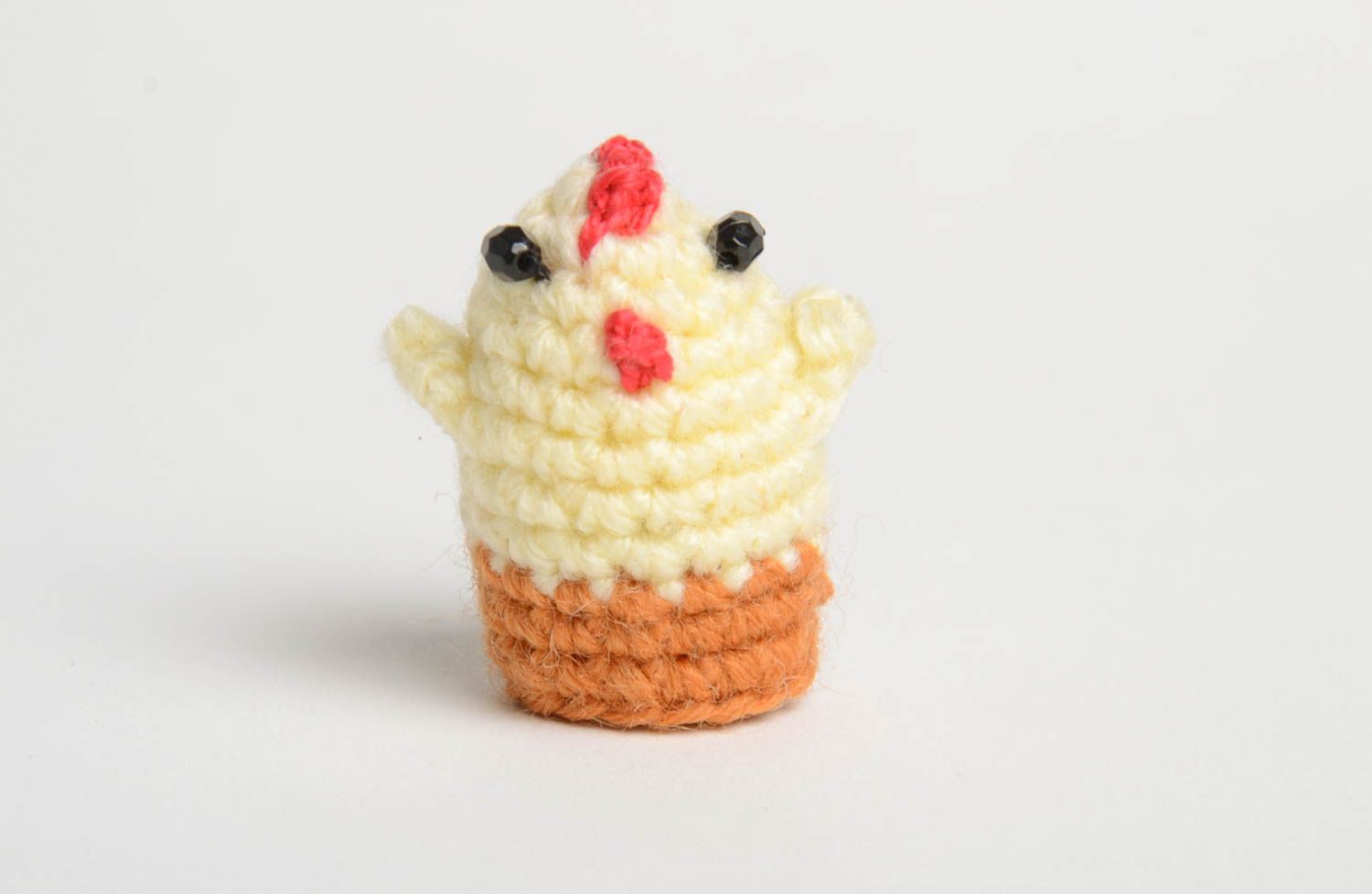Handmade figurine of chick unique designer crocheted toy present for children photo 2