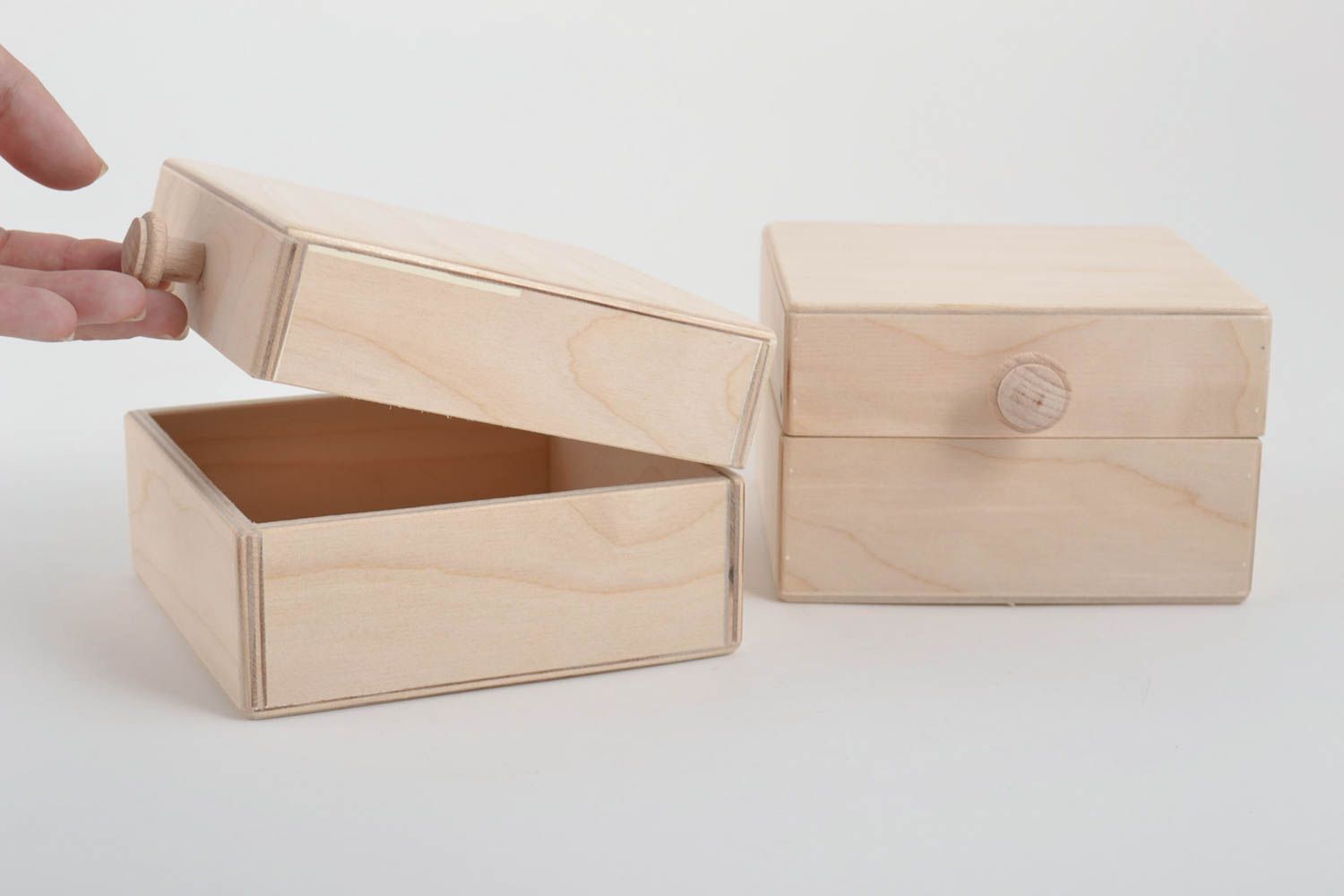 Set of 2 handmade wooden blank boxes wooden craft art supplies gift ideas photo 5