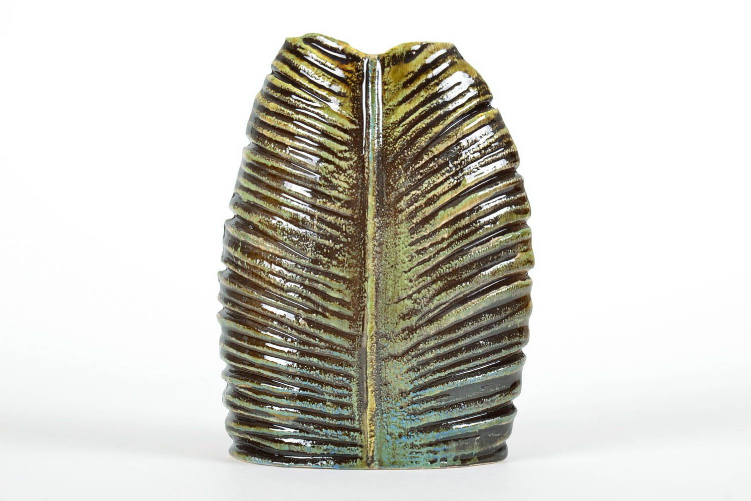 Vaso de cerâmica de mesa Folhas de palmeira foto 2