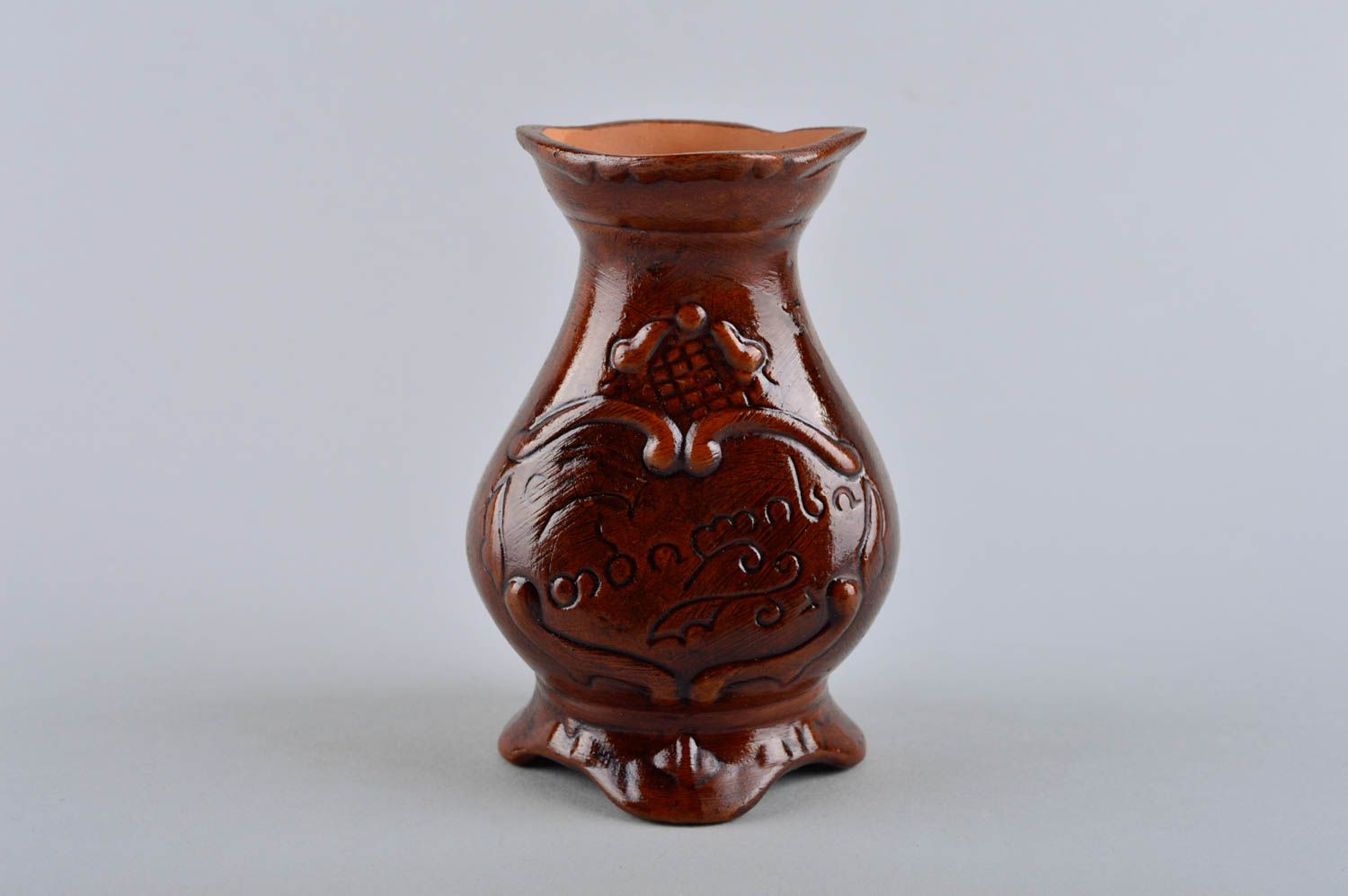 Vase argile fait main Déco maison Cadeau original récipient à fleurs peint photo 2