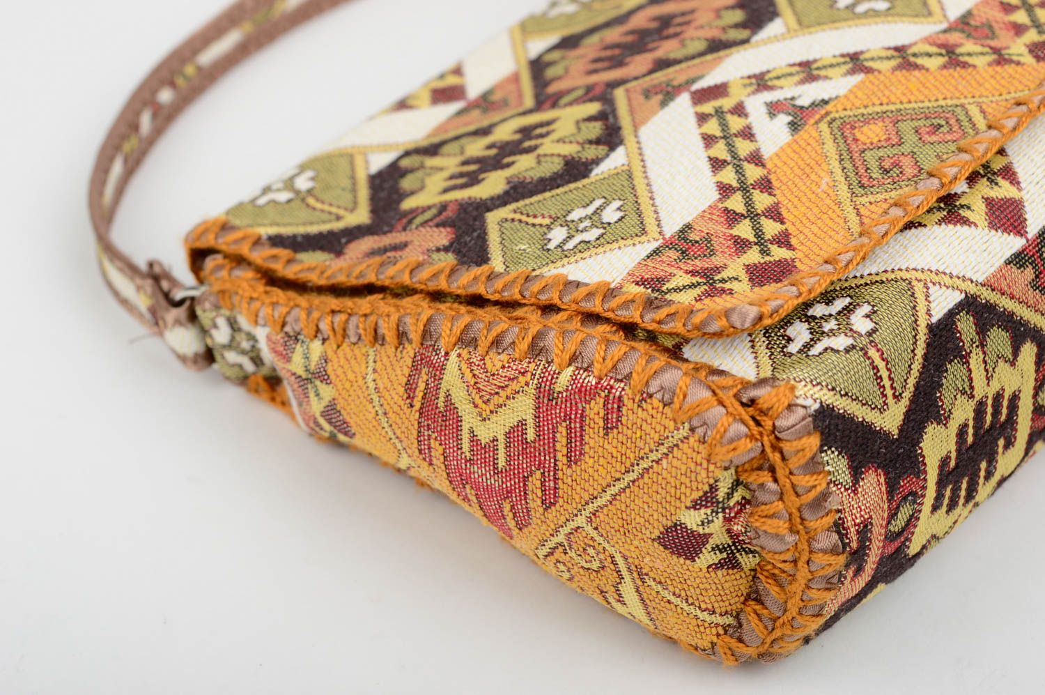 Handmade fabric shoulder bag  ethnic accessory unusual present stylish bag photo 5