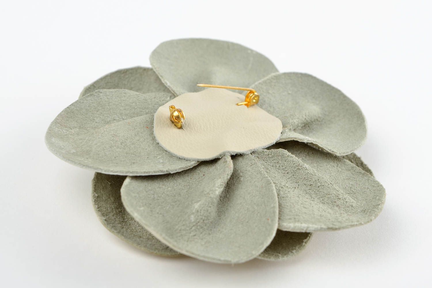 Broche hecho a mano de piel natural accesorio de moda regalo original Flor foto 5