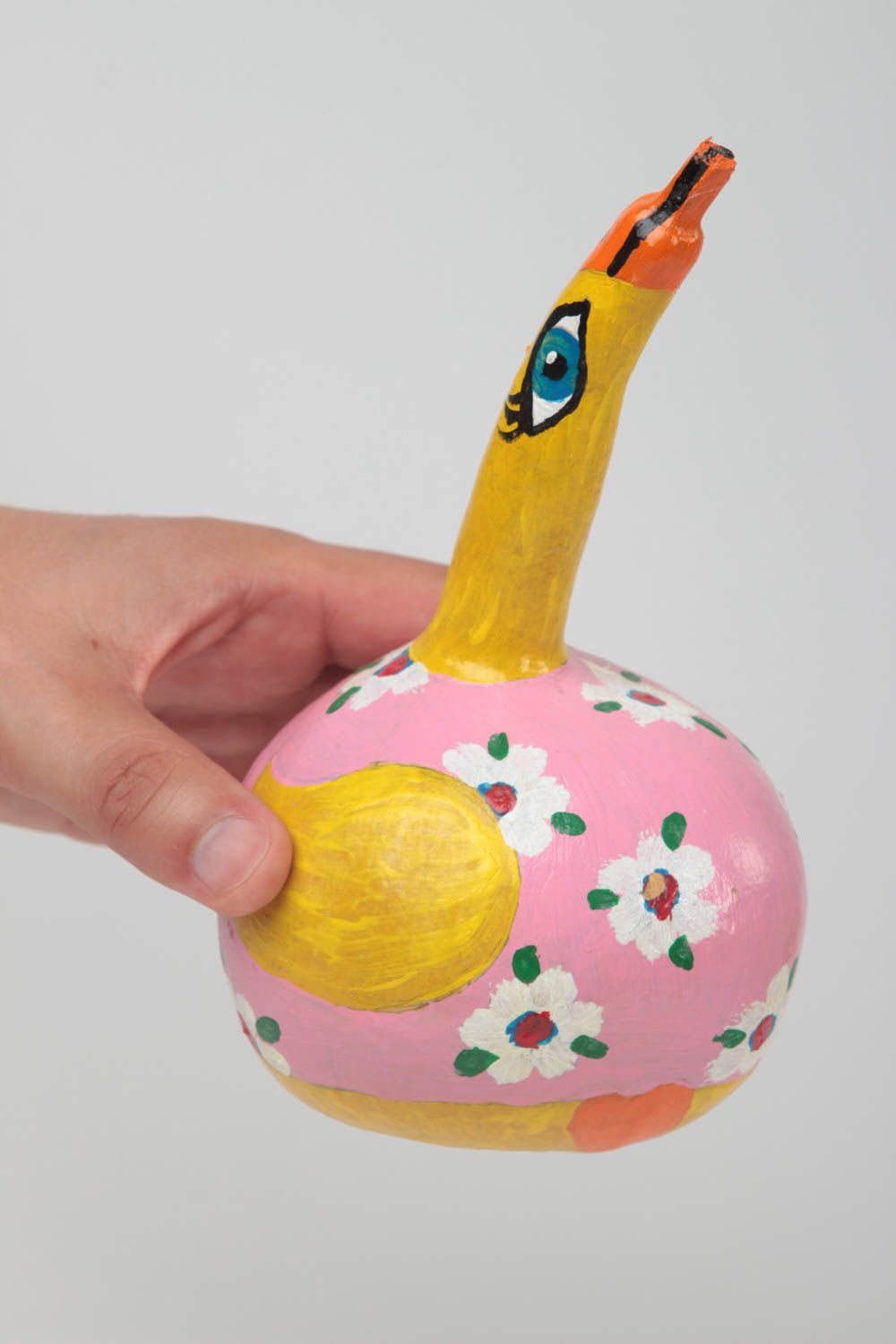 Figura de calabaza hecha a mano pato amarillo regalo original decoración de casa foto 5