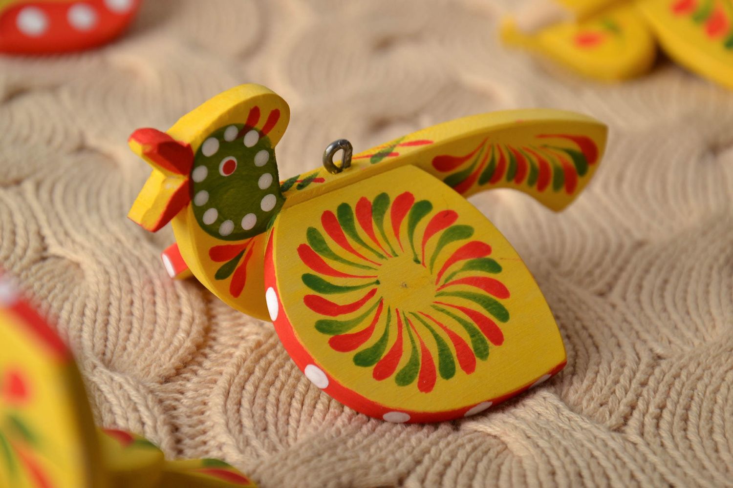 Wooden toy with Ukrainian ethnic painting Little Jay photo 1