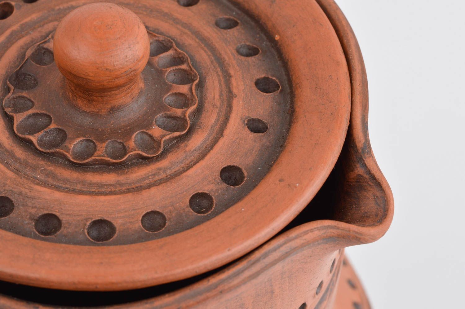 Jarro de cerámica con tapa hecho a mano vajilla de barro menaje de cocina  foto 3