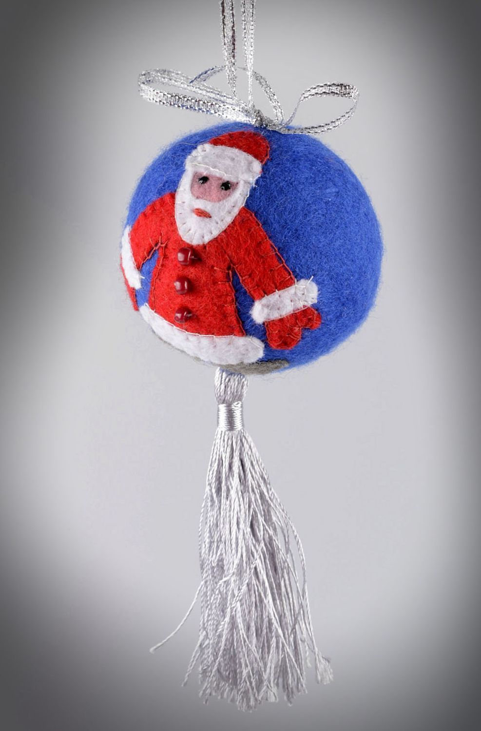 Décoration sapin Boule à suspendre fait main bleue feutrage Accessoire Noël photo 5
