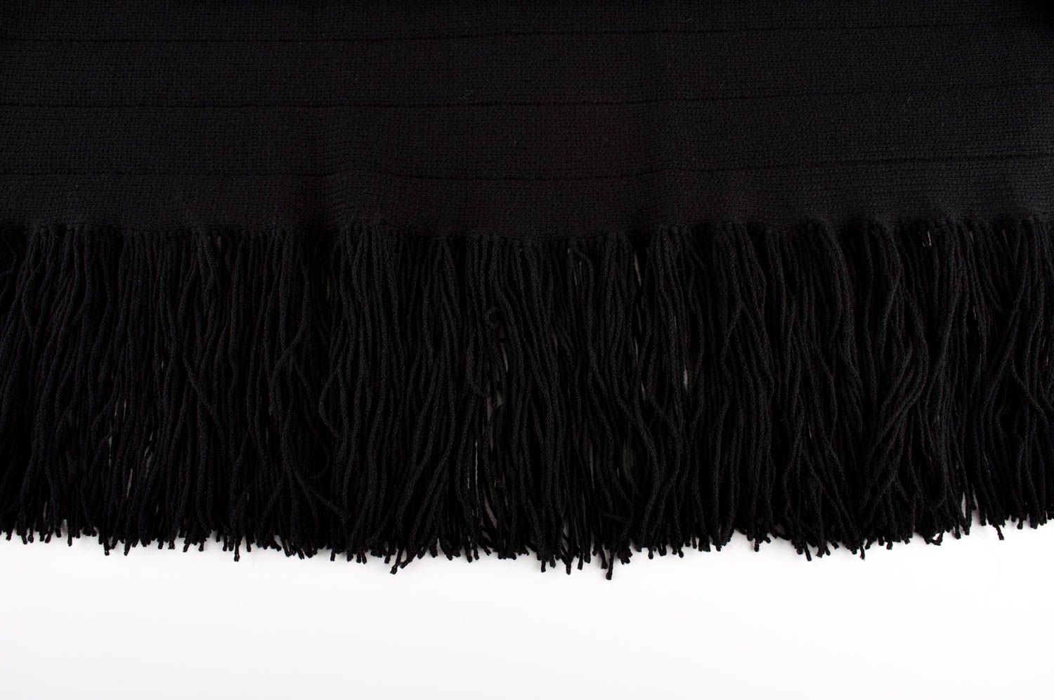 Шарф ручной работы оригинальный женский шарф черный снуд модный шарф красивый фото 2