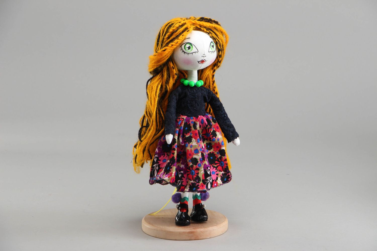 Beautiful collectible textile doll with long hair photo 1