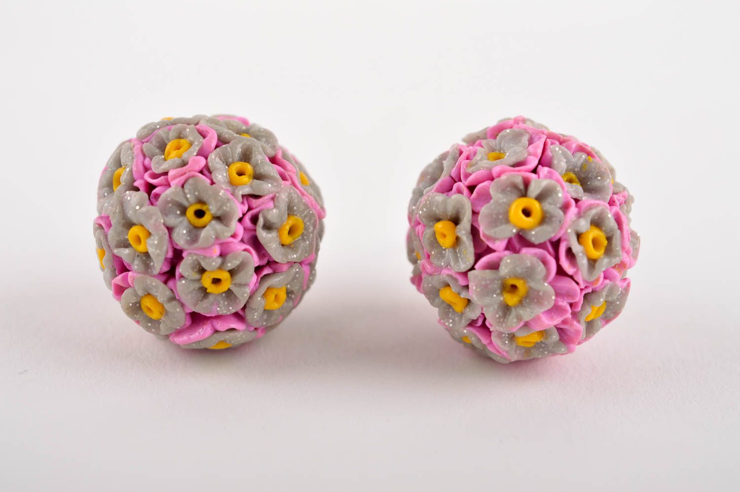 Handmade zarte rosa Blumen Ohrringe Polymer Schmuck Accessoire für Frauen foto 4