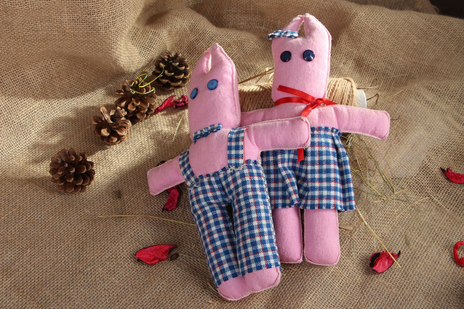 Мягкие игрушки Розовые зайцы фото 5