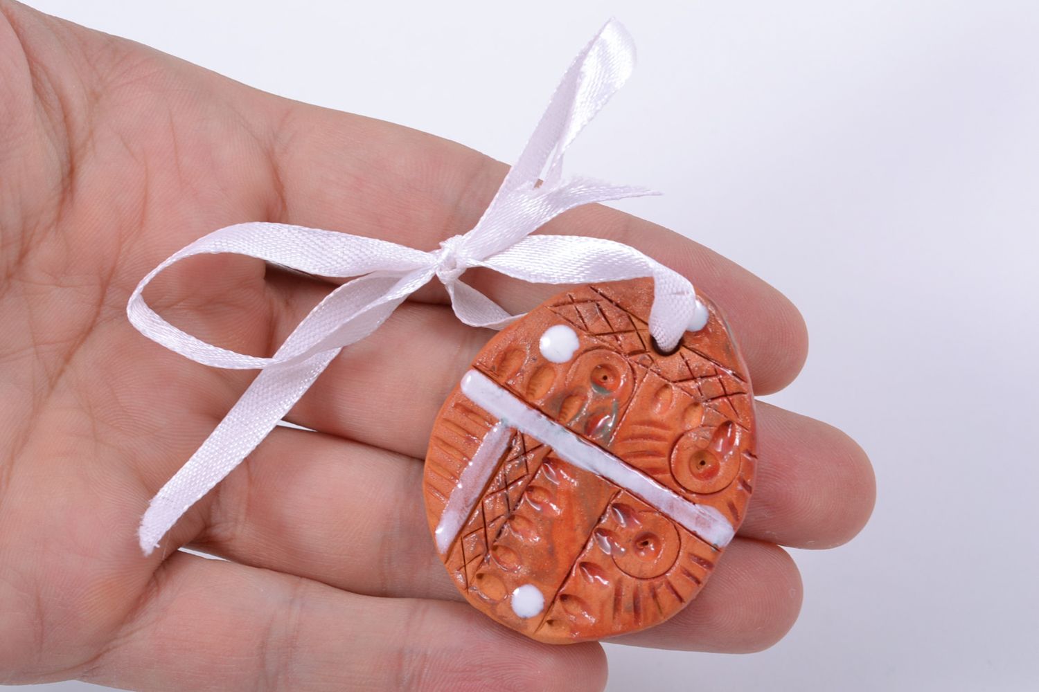 Ceramic keychain with ribbon photo 2