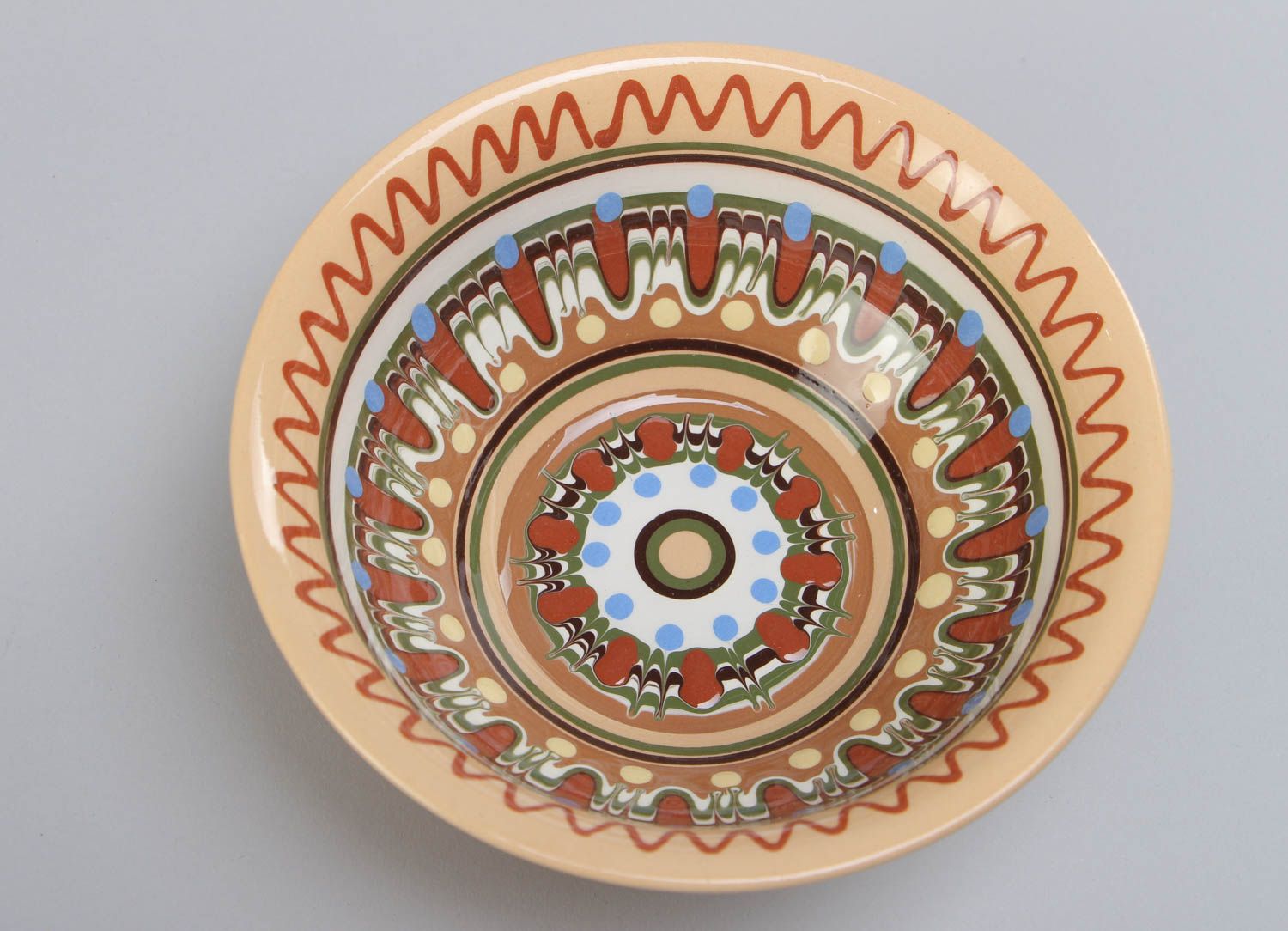 Beautiful handmade ceramic bowl painted with glaze 500 ml photo 3