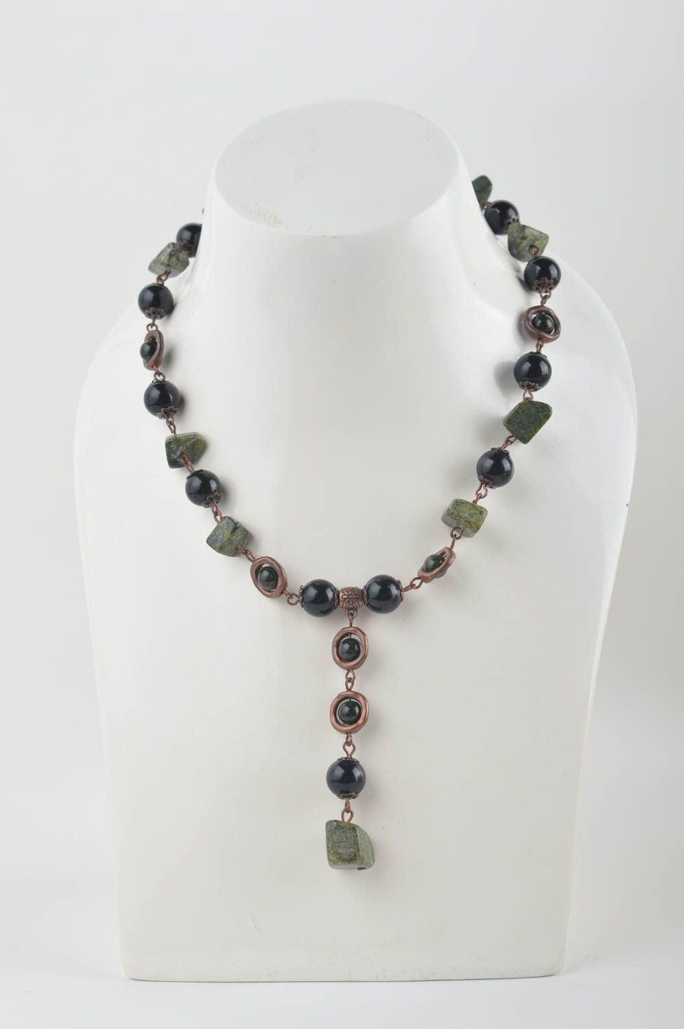 Necklace with natural stones handmade beaded necklace designer jewelry photo 1