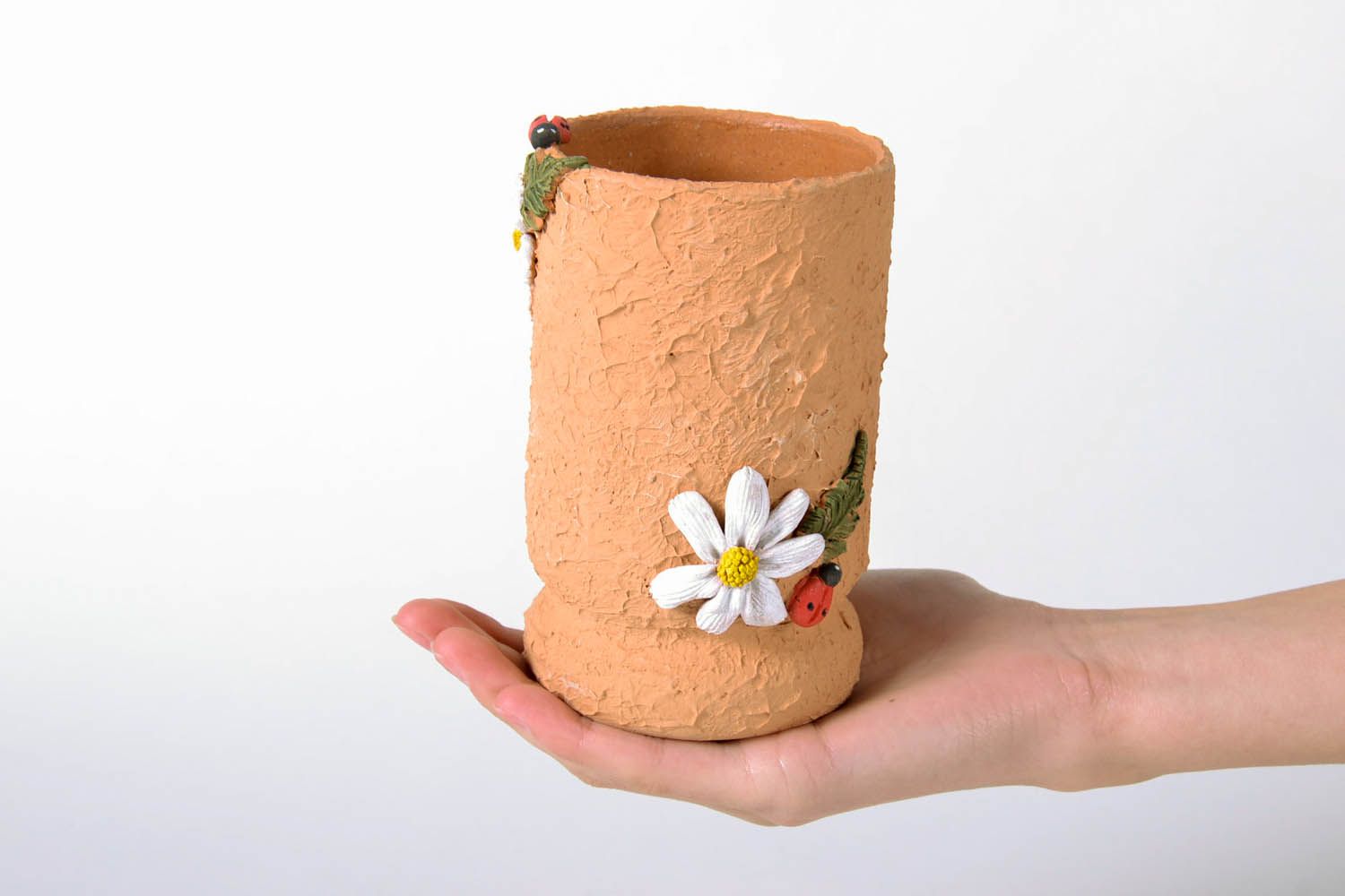 Small handmade clay terracotta vase for girl's desk décor 0,7 lb photo 5