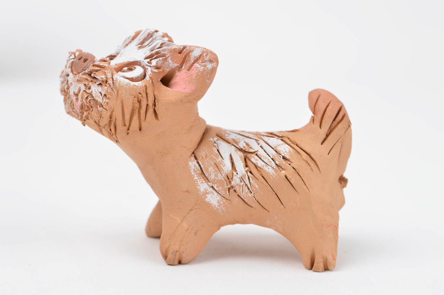 Статуэтка животного щенка ручной работы статуэтка для декора фигурка из глины фото 2