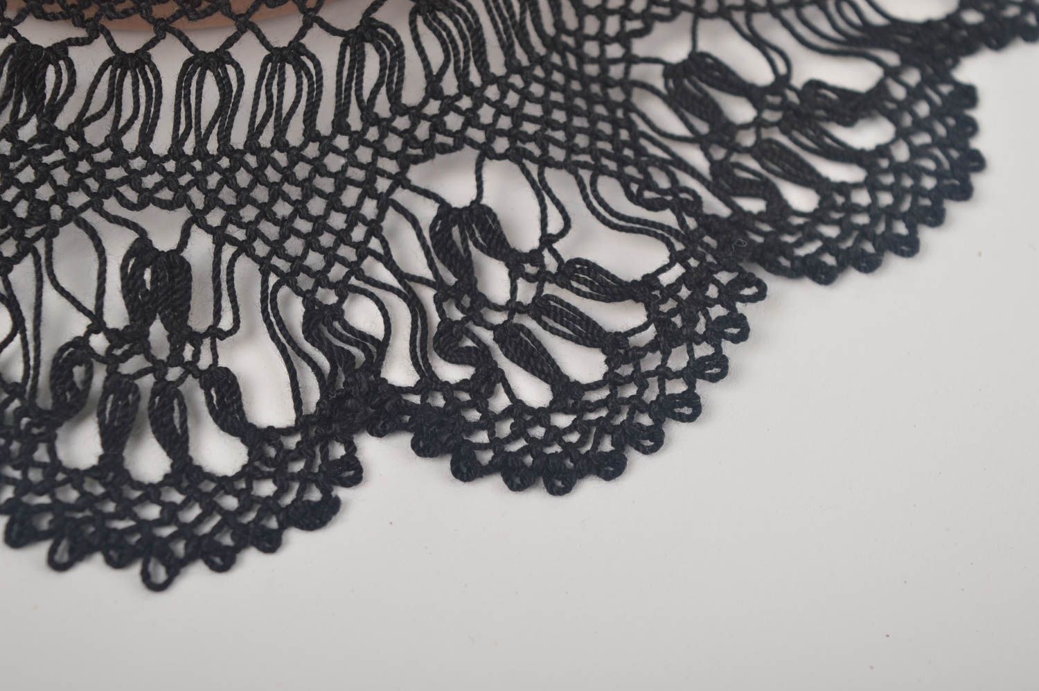 Handmade neck collar crocheted collar black openwork collar evening collar photo 5
