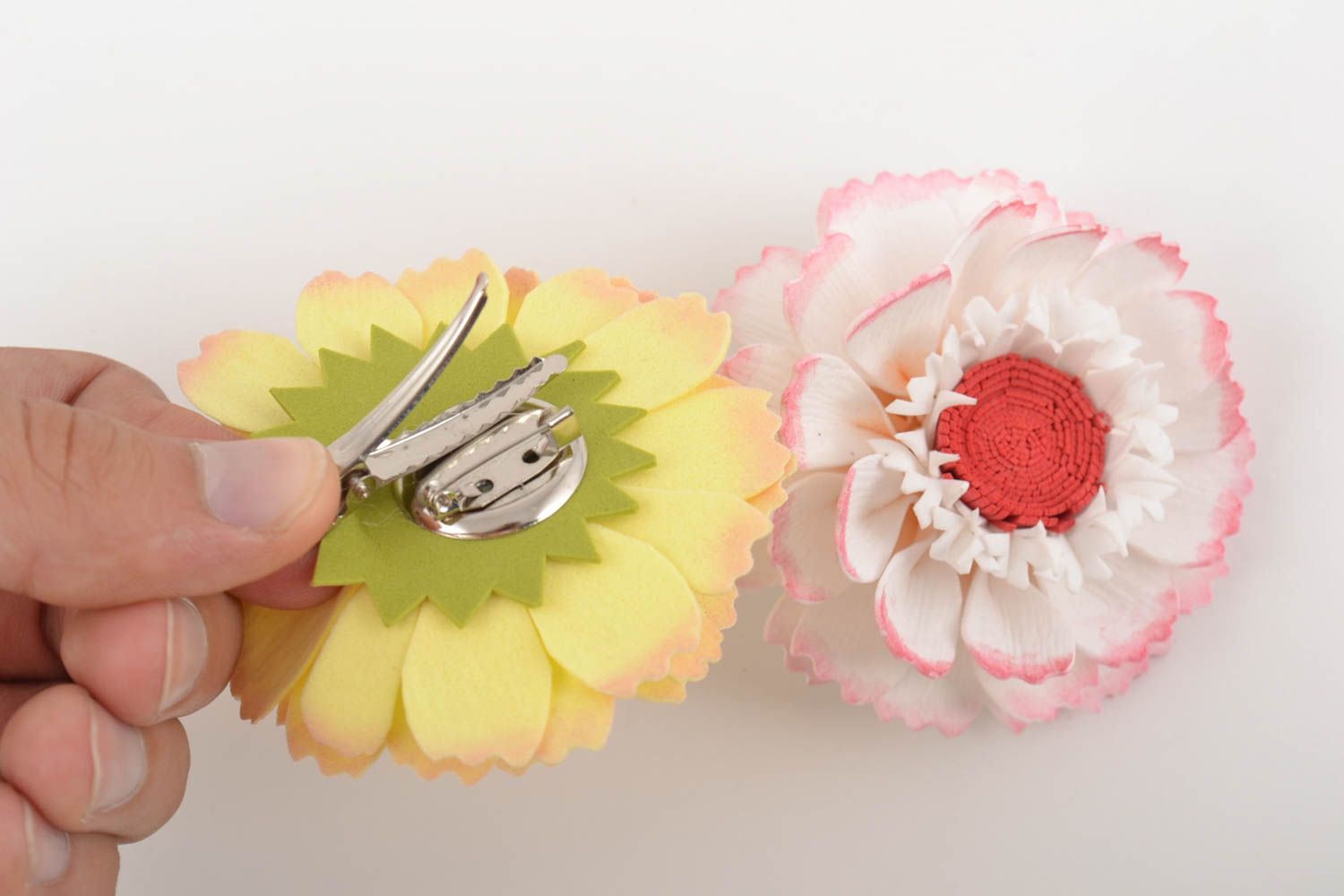Handmade jewelry set flower brooch flower hair clip handcrafted hair accessories photo 10