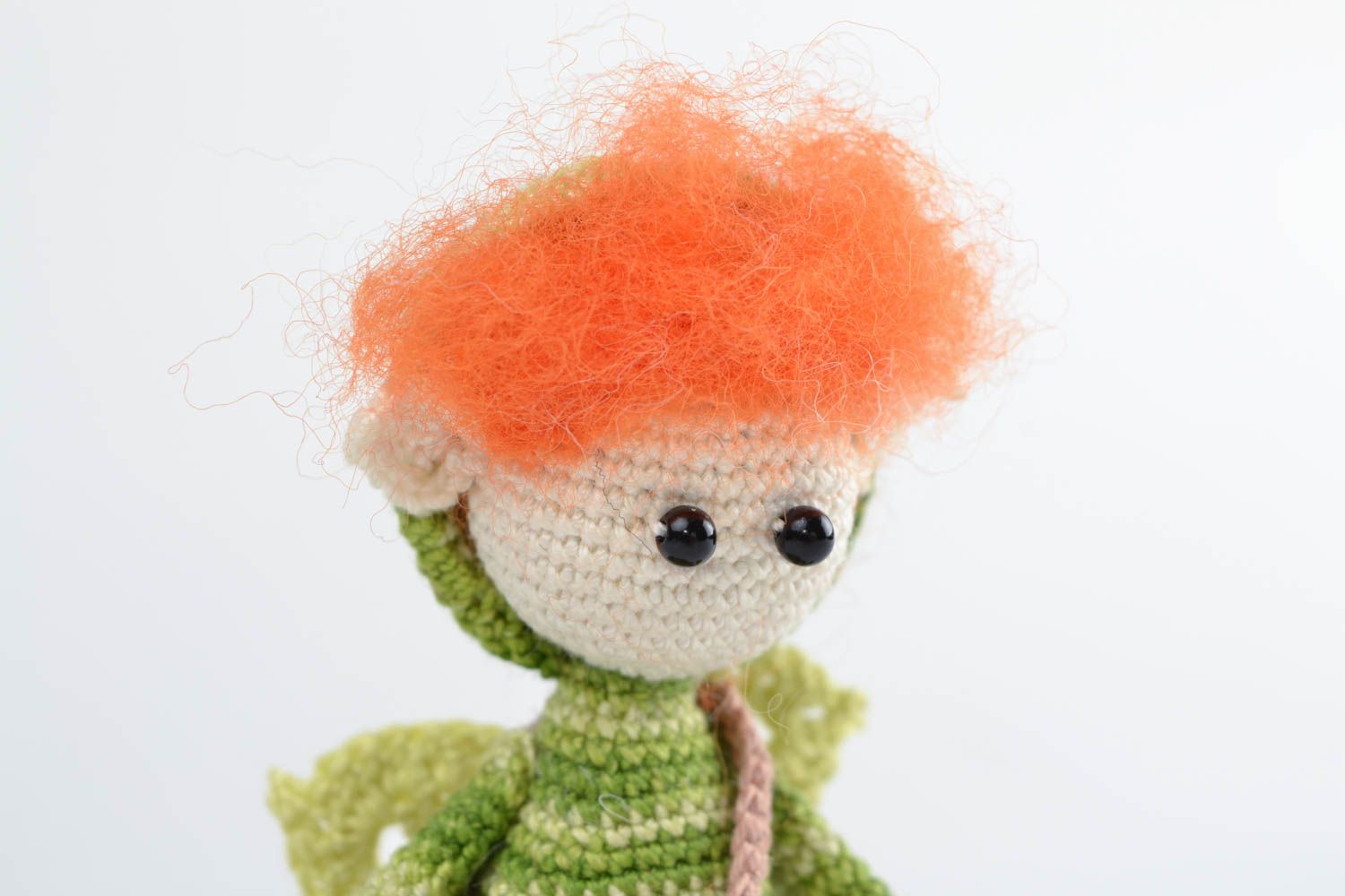 Beautiful interesting adorable cute unusual handmade soft crochet cotton elf toy photo 3