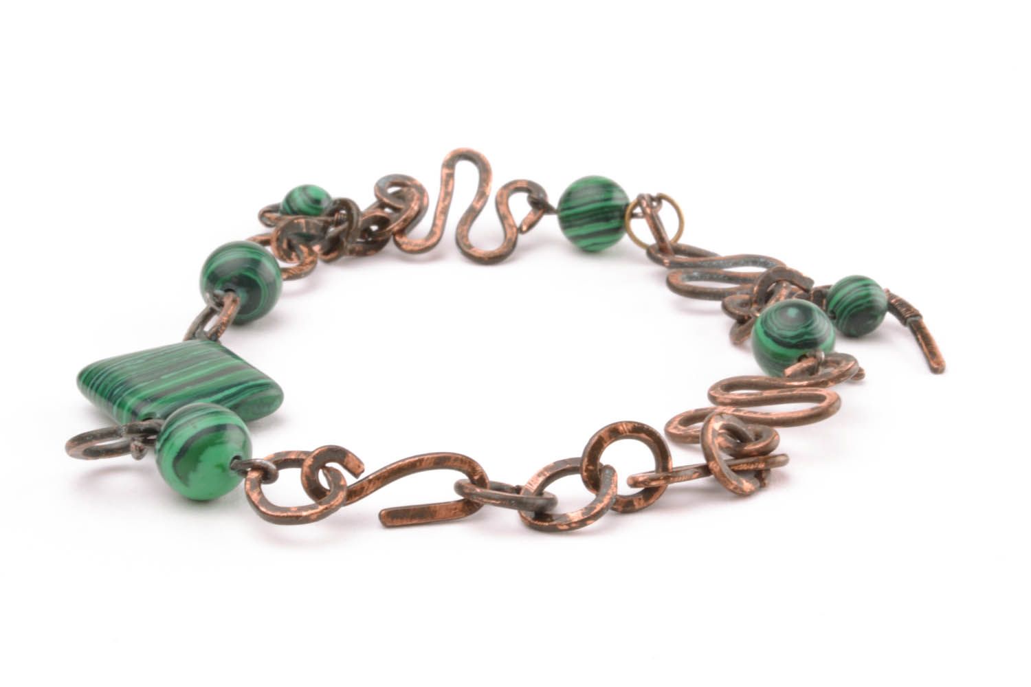 Copper bracelet made using the technique of cold forging photo 3