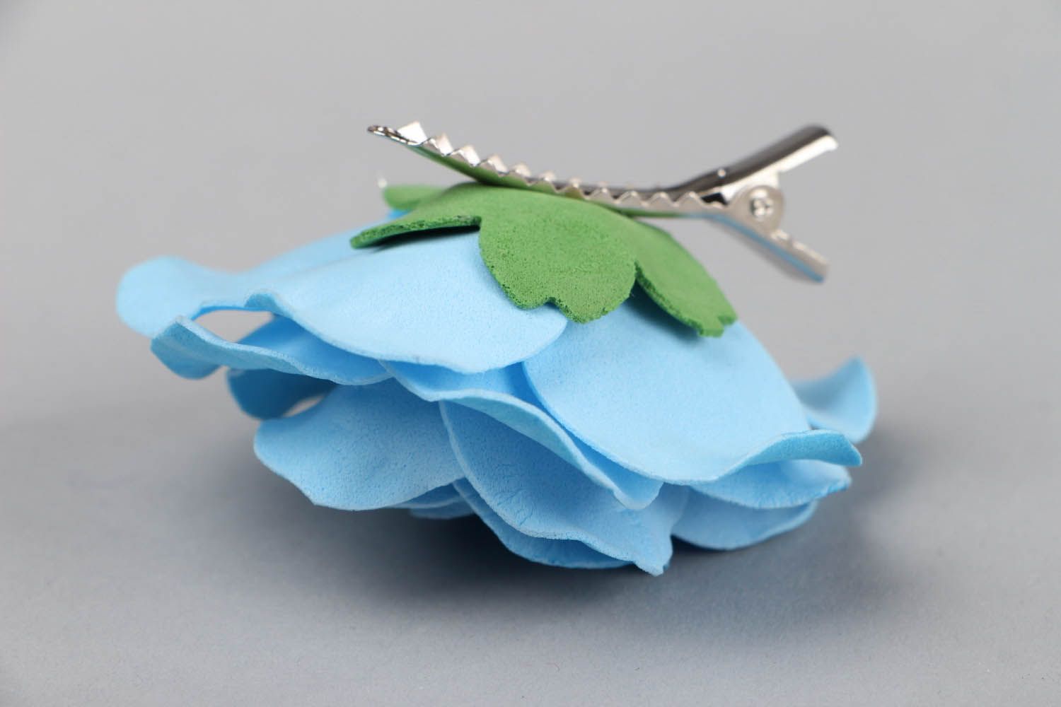 Barrette with flower Blue Rose photo 3