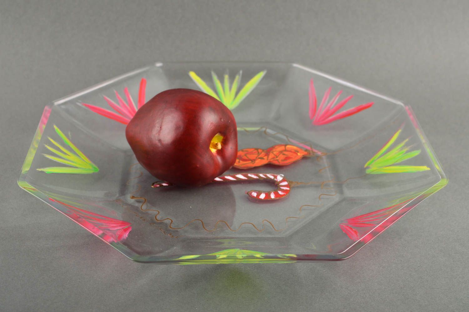 Assiette plate faite main Vaisselle design en verre peinture Déco maison photo 5