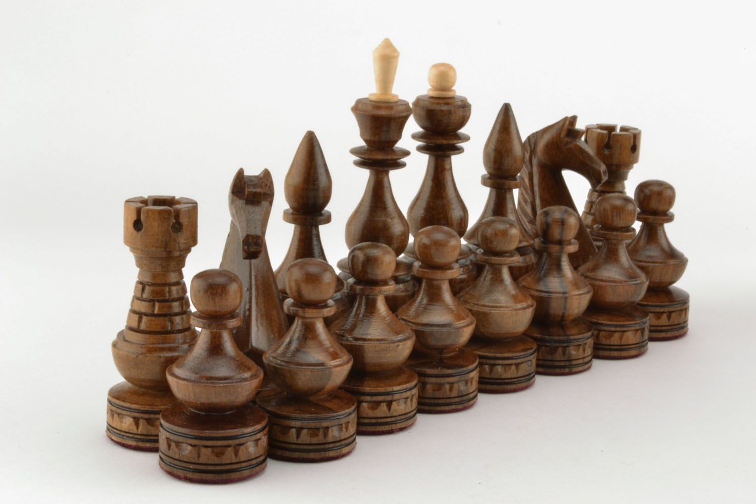 Wooden set of chess pieces photo 3