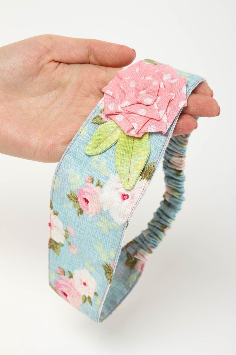 Blumen Haarband handmade breites Haarband originelles Geschenk aus Baumwolle foto 5