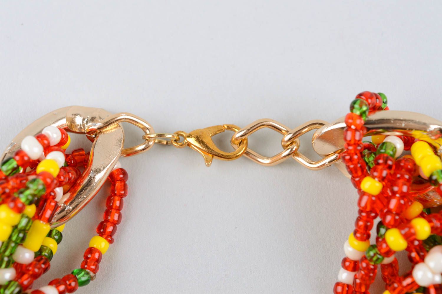 Multi-layer colorful handmade bracelet in red and yellow colors costume jewelry for women photo 4