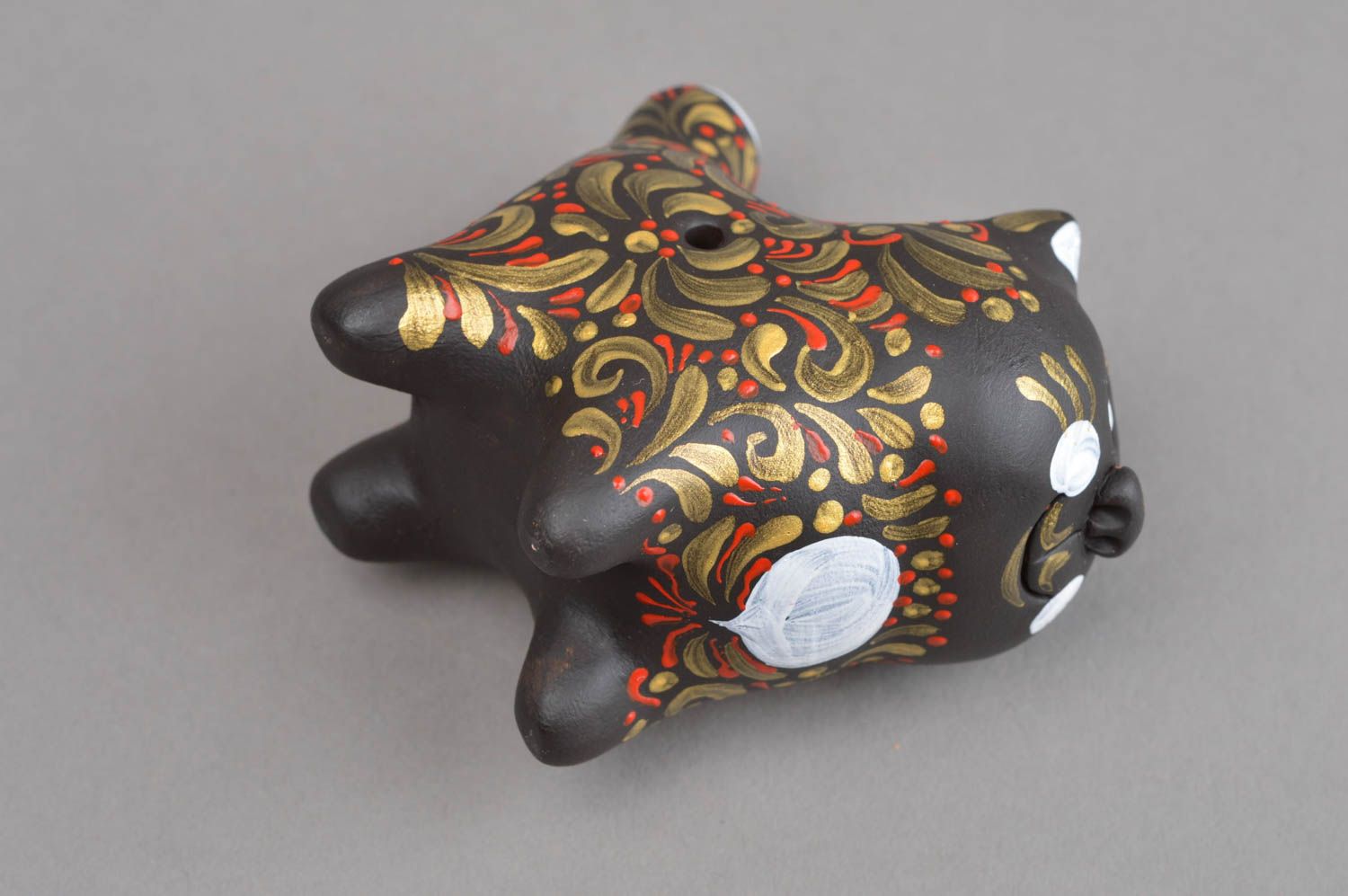 Handmade Ocarina Instrument schwarze Katze Flöte aus Ton Dekoration Figur  foto 4