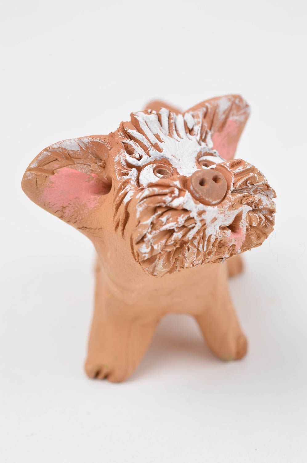 Статуэтка животного щенка ручной работы статуэтка для декора фигурка из глины фото 3