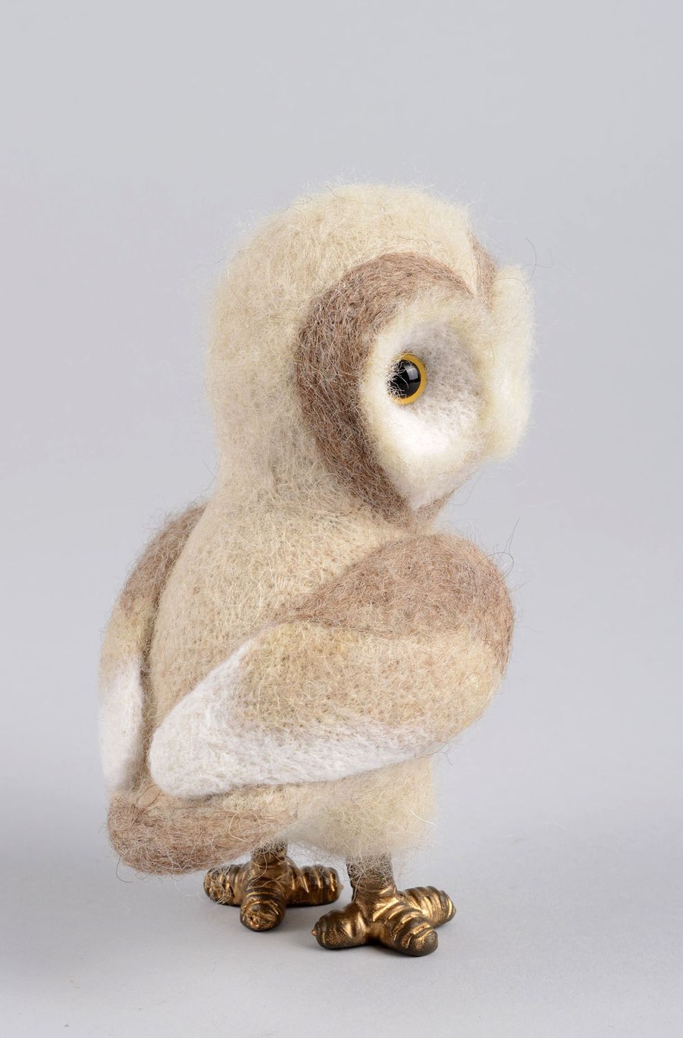 Валяная игрушка сова ручной работы игрушка из шерсти декоративная мягкая игрушка фото 3