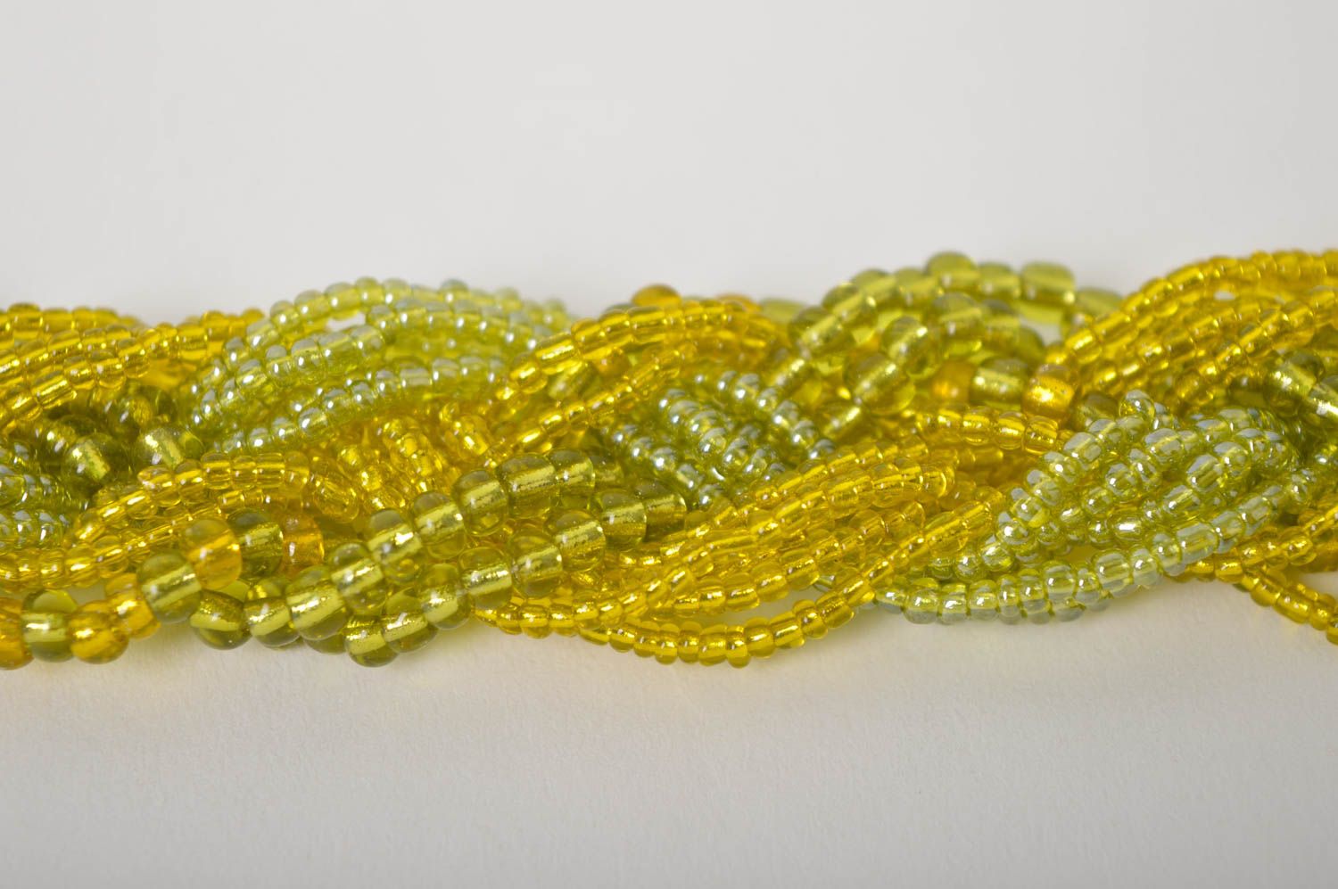 Light green and yellow handmade beaded adjustable bracelet for girls photo 3