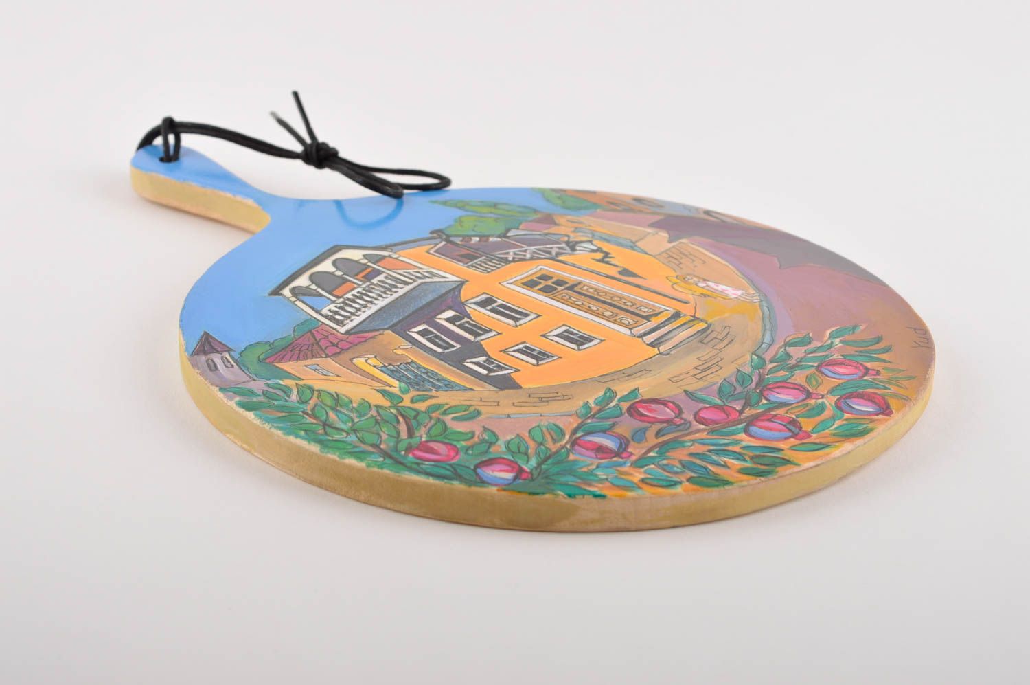Planche à découper ronde faite main en bois avec image Déco cuisine Cadeau femme photo 4