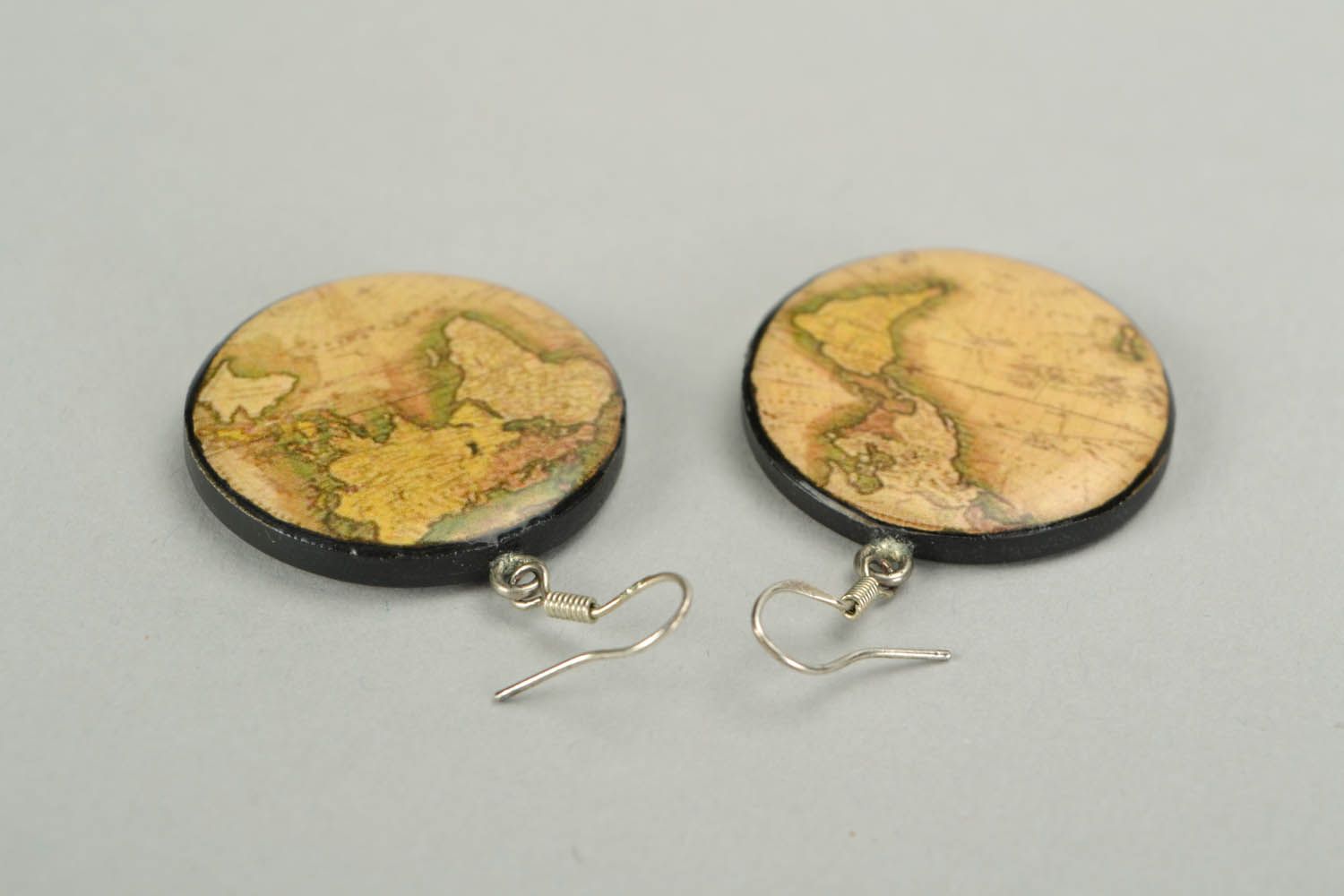 Polymer clay earrings Ancient Map photo 4