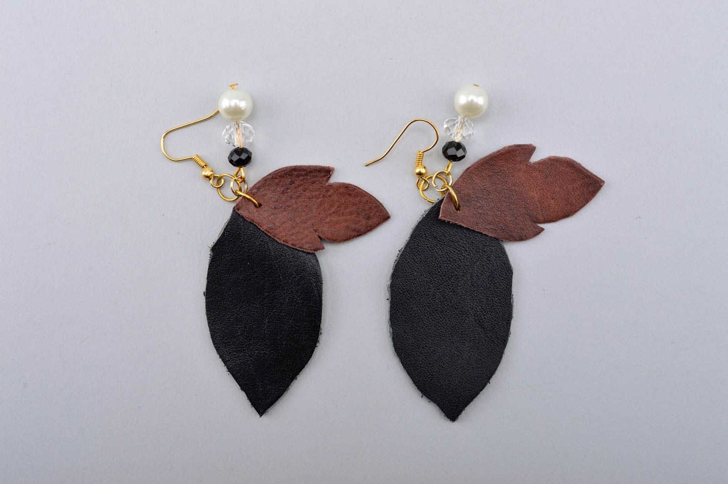 Handmade leather earrings designer accessories leather jewelry long earrings photo 5