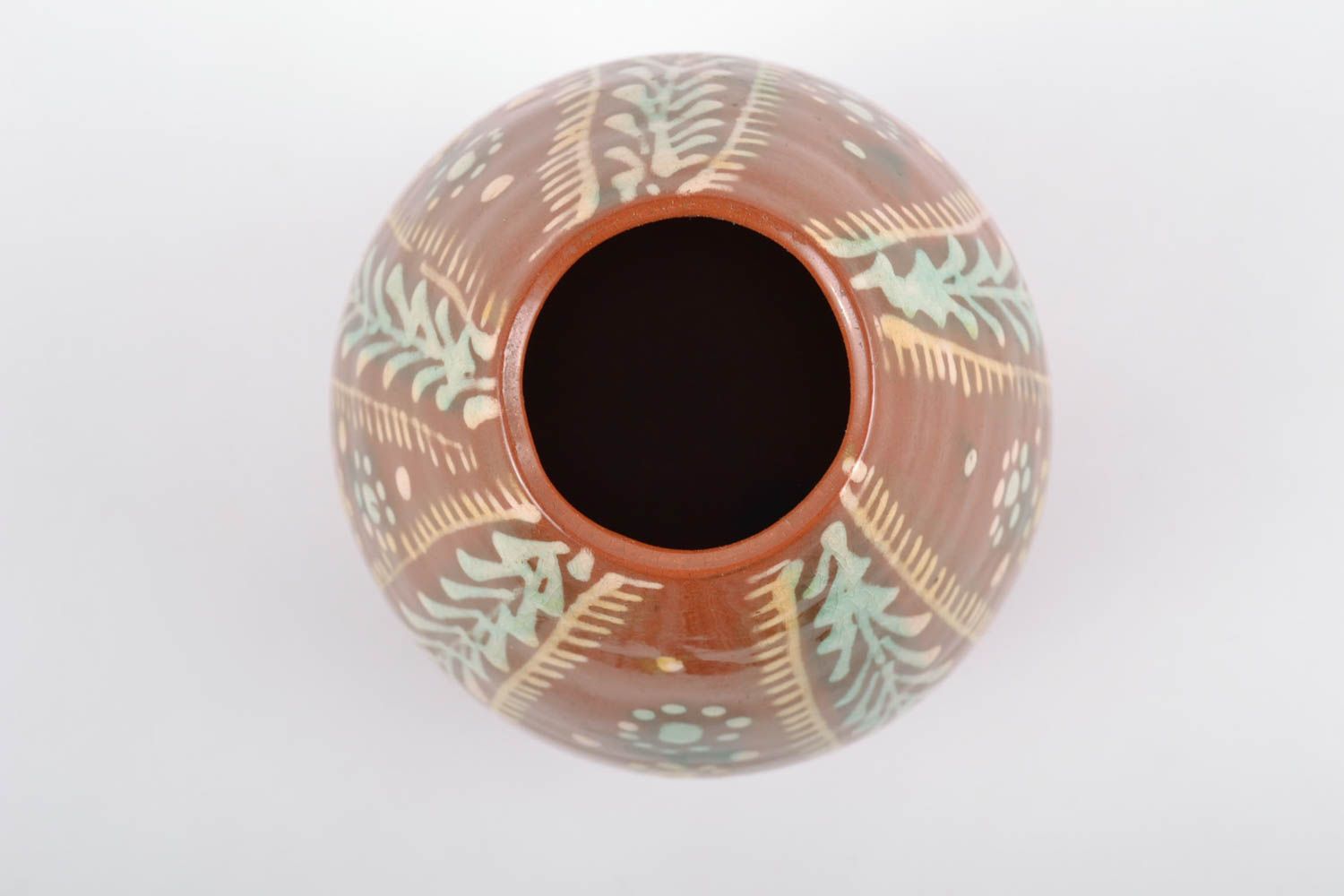 Petit vase en céramique peint brun fait main de style ethnique original photo 4