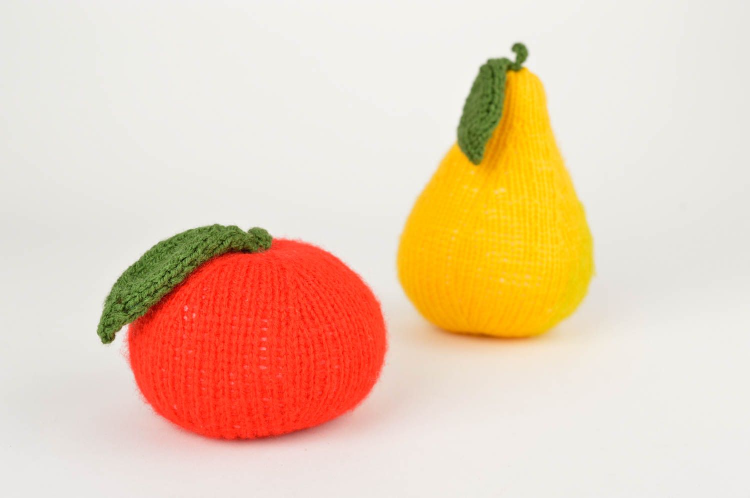 Handmade beautiful bright toys unusual crocheted set of toys 2 soft fruits photo 2