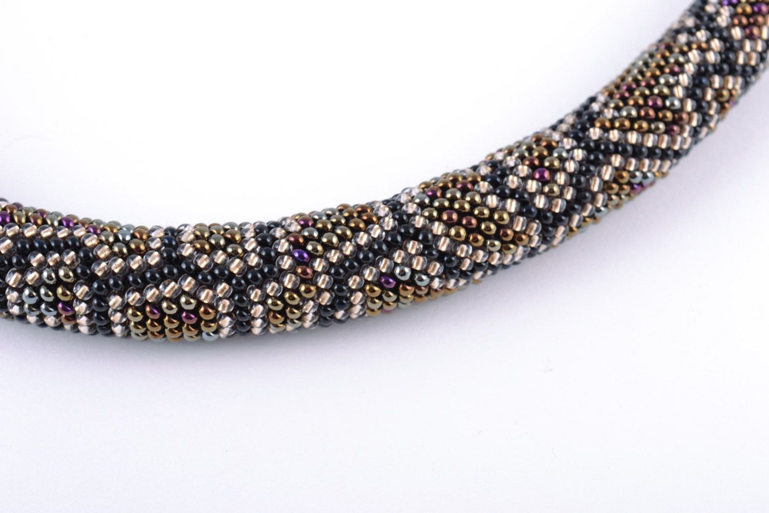 Collier spiral en perles de rocaille de créateur fait main motif serpent photo 3
