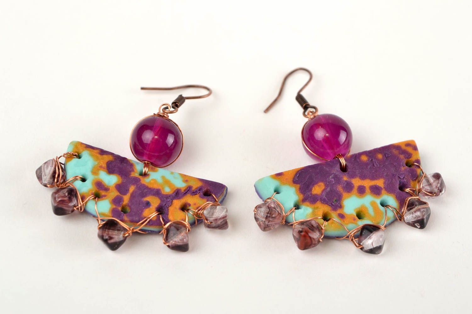 Handmade earrings clay jewelry unusual accessory fashion earrings gift for her photo 5