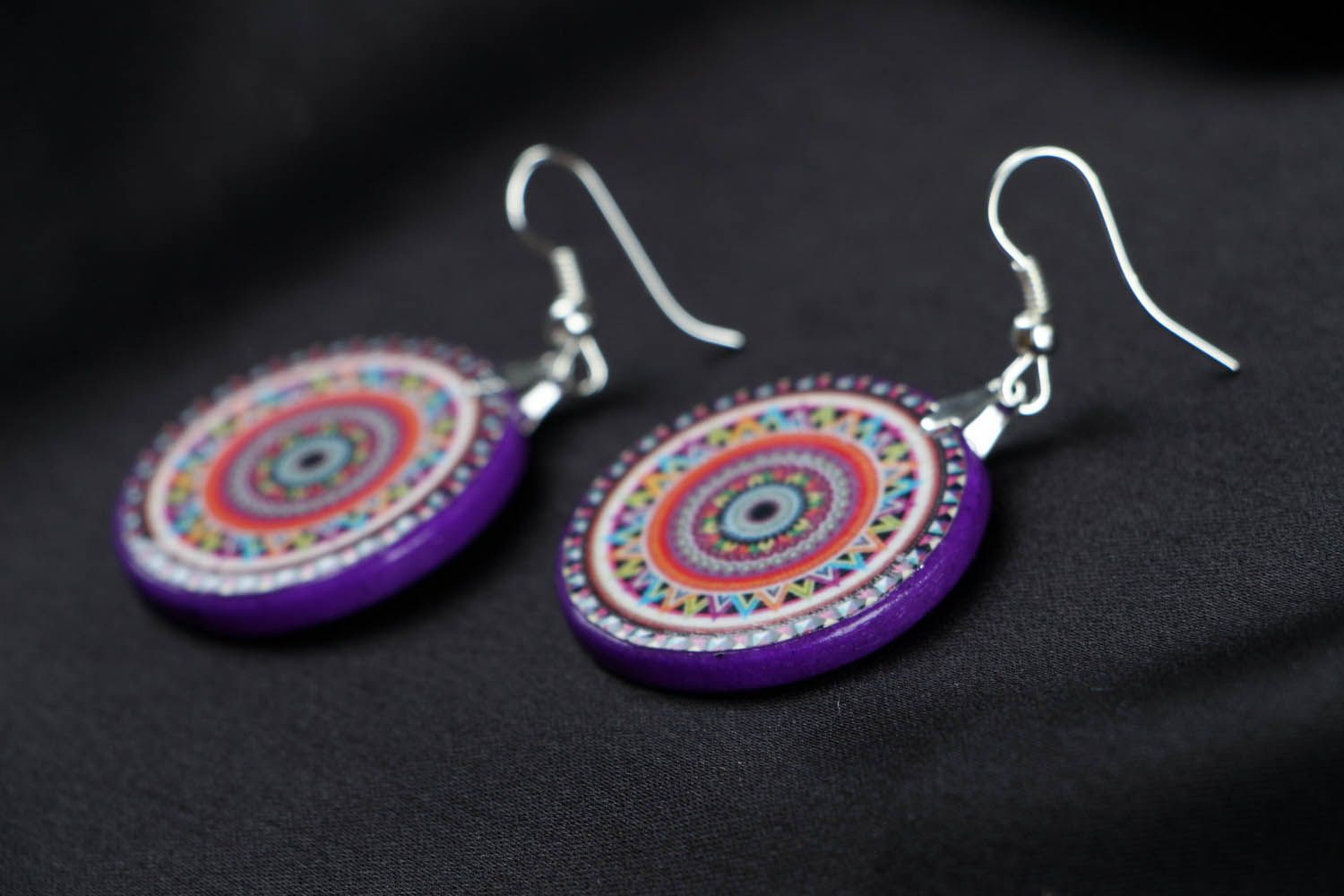 Bright earrings made of polymer clay photo 2