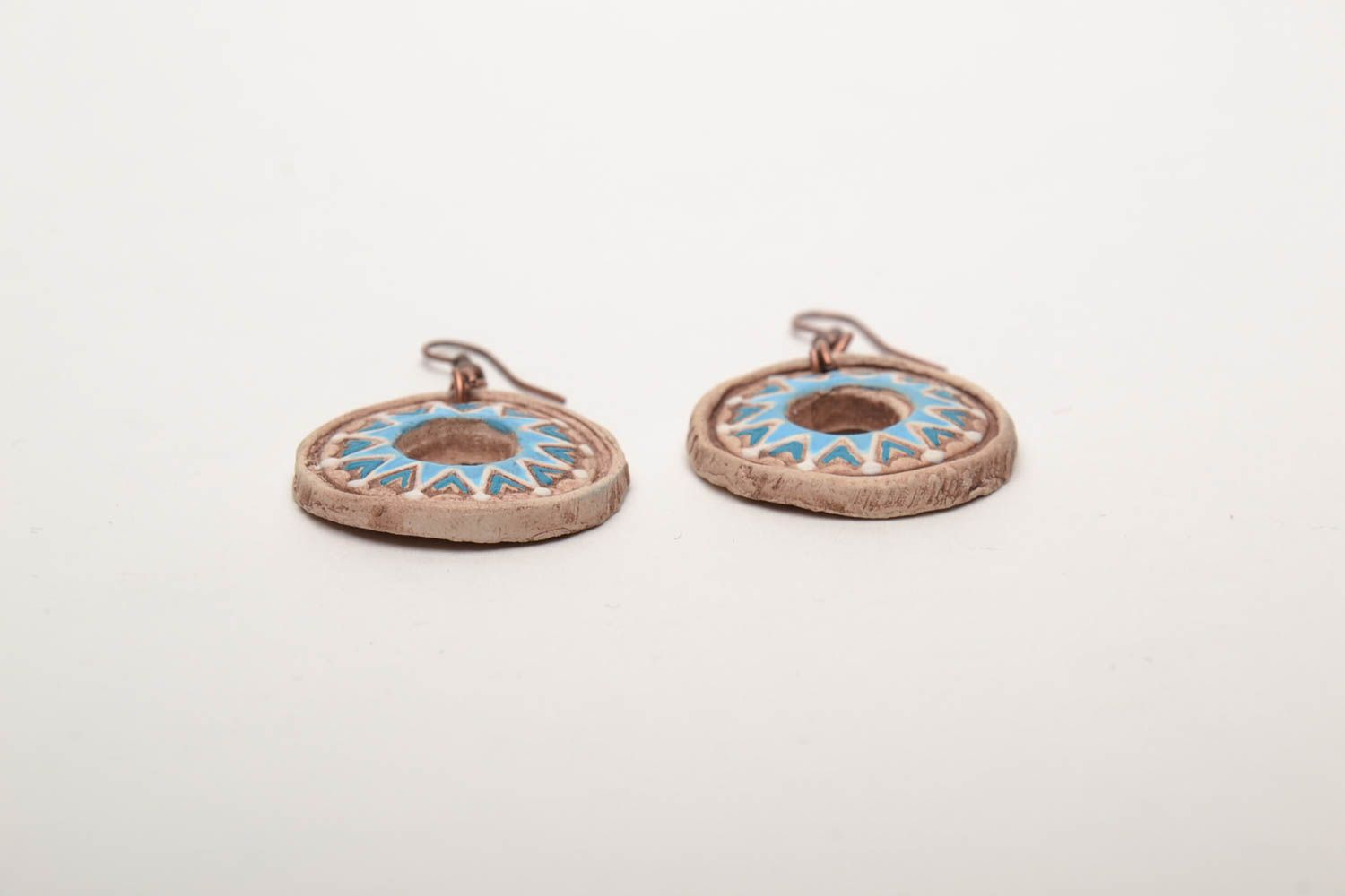 Round clay earrings photo 4