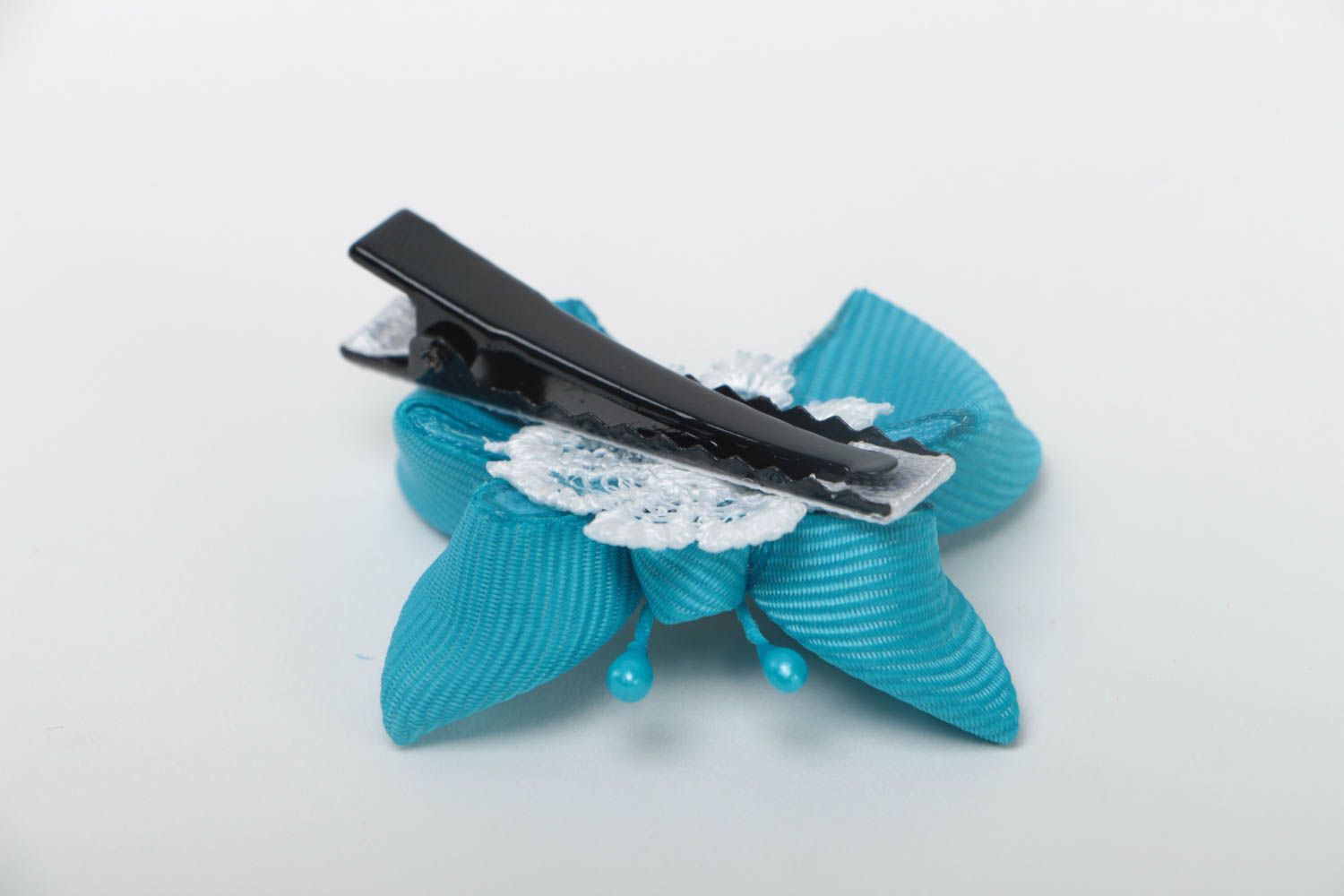 Small handmade hair clip designer textile barrette hair accessories designs photo 4
