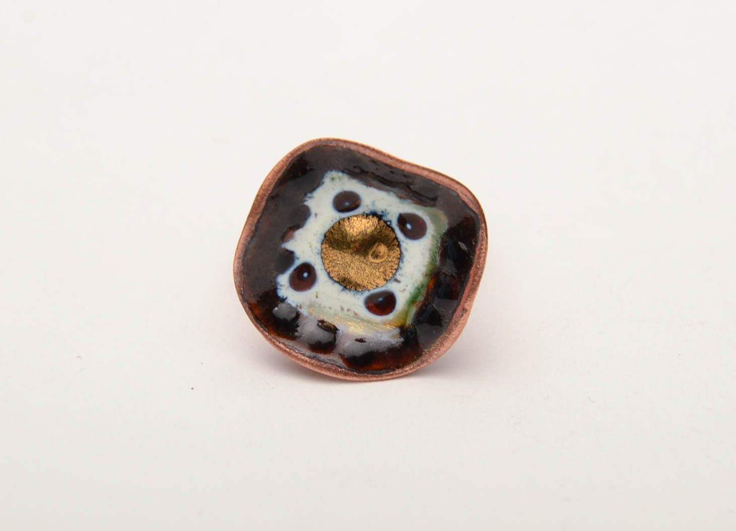 Handmade copper ring with enamel photo 2