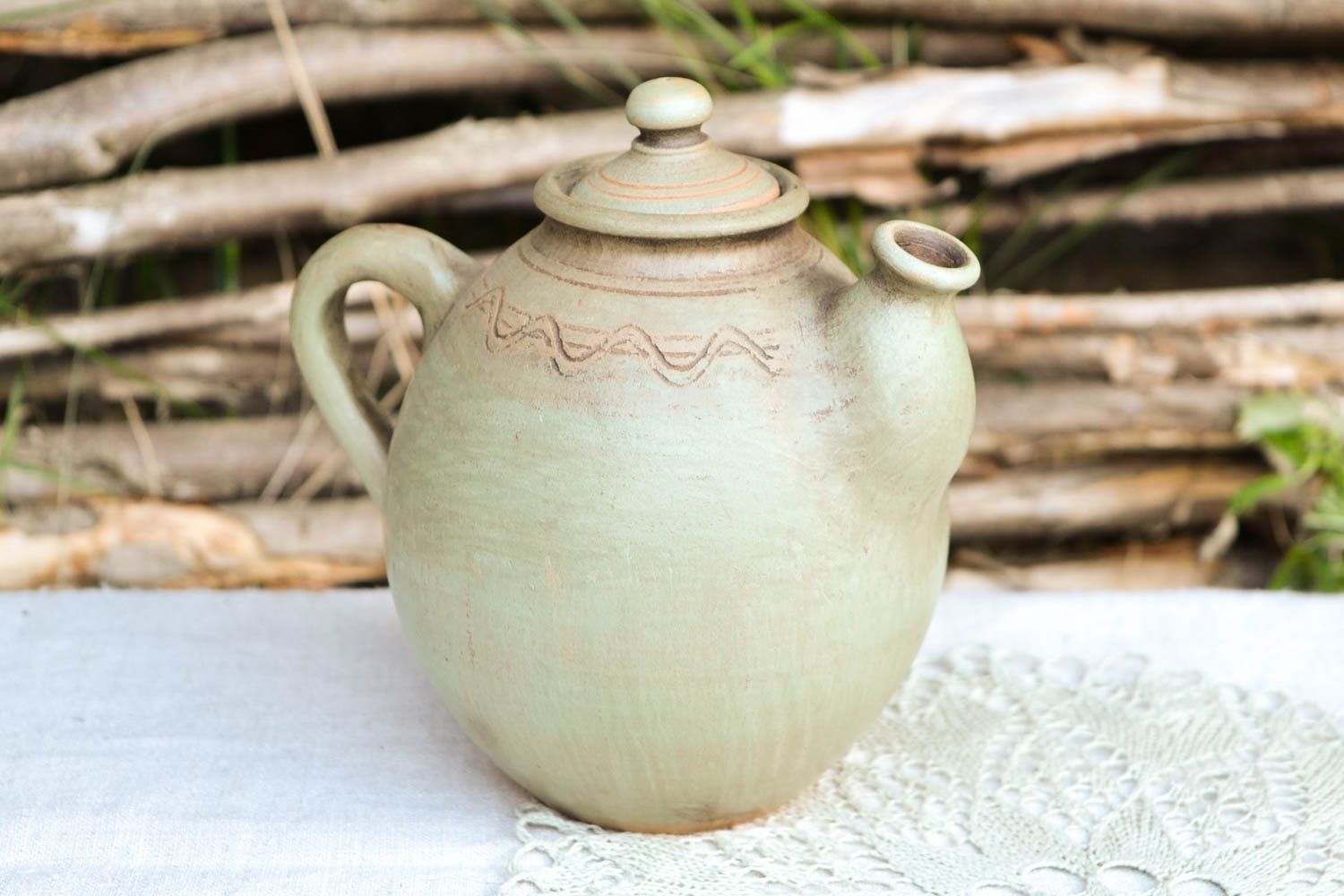 Teekanne aus Keramik handgefertigt Küchen Geschirr originell Küche Dekor foto 1